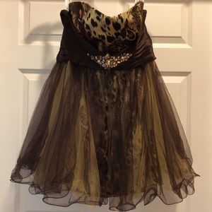 Hannah S leopard dress with detachable skirt (Size 12)